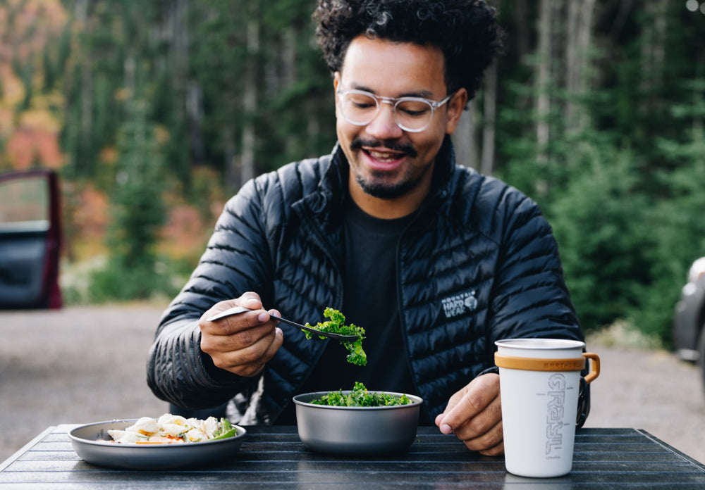 Use the Grayl Ti Spork and fork your kale. Flip to spoon your morning cereal.