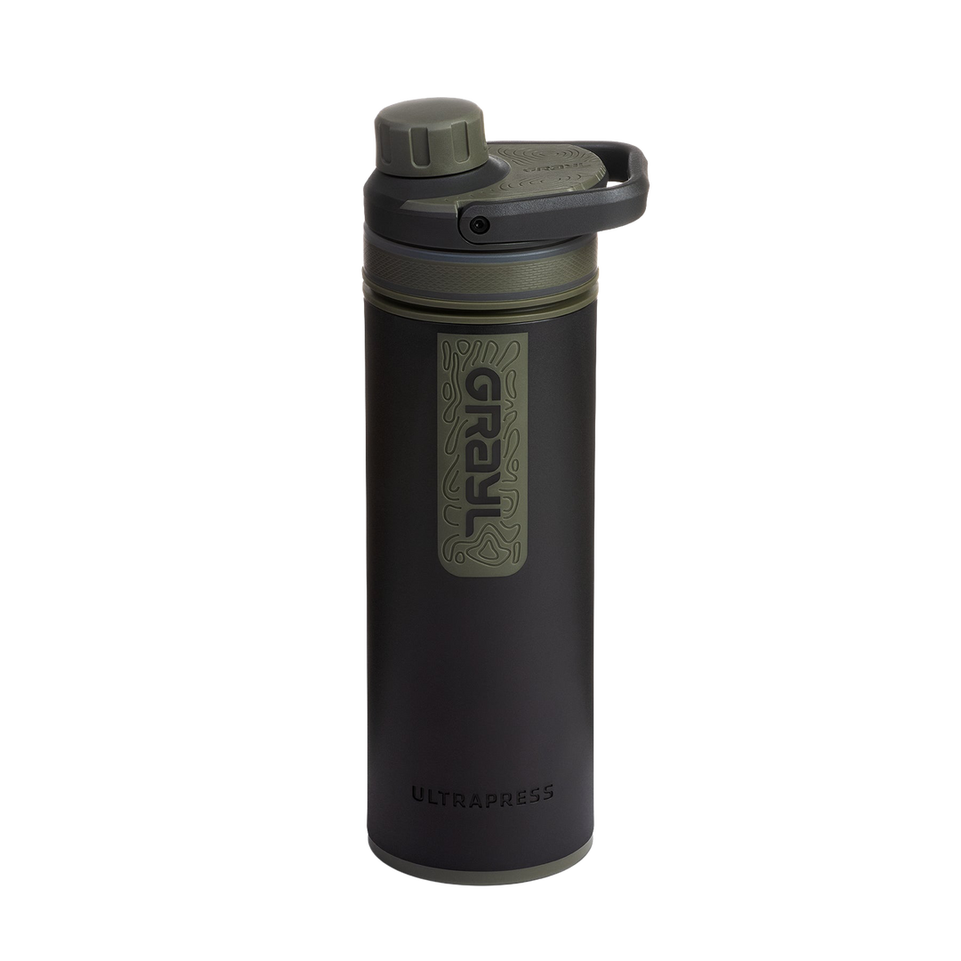 Best top rated Grayl UltraPress Filter and Purifier Water Bottle – 16.9 Fluid Ounces / Nature Edition / Standard View / Camp Black