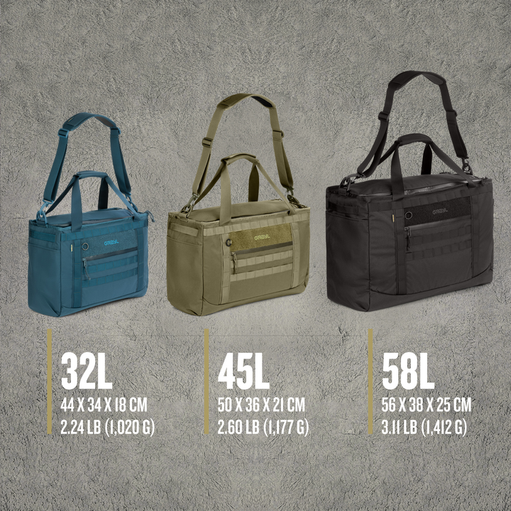 Grayl® Mission Tote / Three Versatile Sizes / Covert Black / Coyote Brown / Olive Drab / Wander Blue