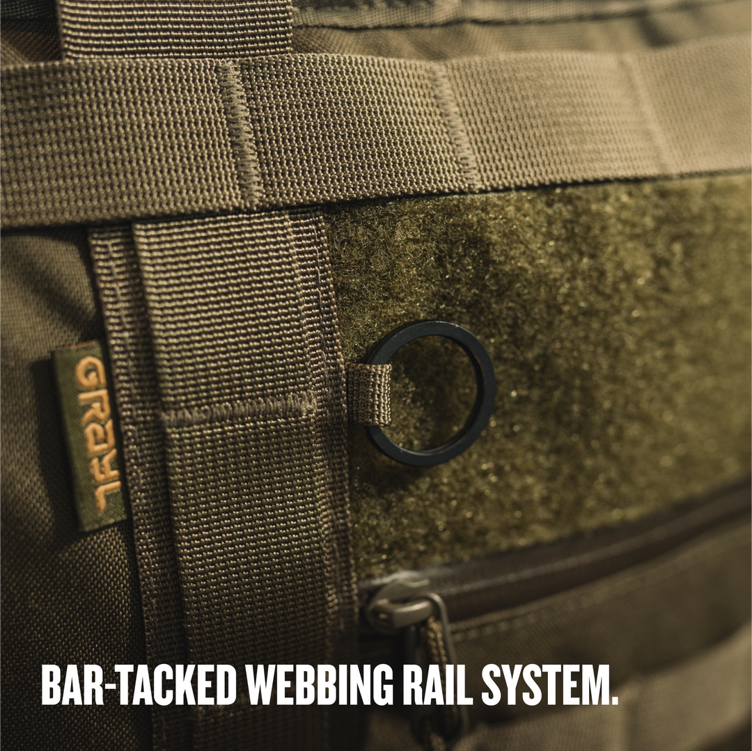 Grayl® Mission Tote / Bar-Tacked Webbing Rail System / Covert Black / Coyote Brown / Olive Drab / Wander Blue