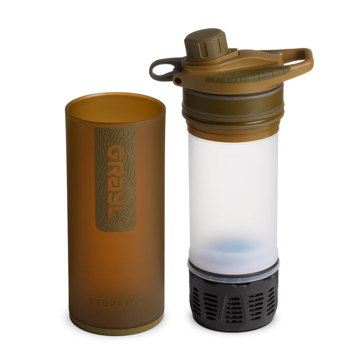 Best top rated Grayl GeoPress Filter and Purifier Water Bottle - 24 Fluid Ounces / Covert Edition / Separated View / Coyote Brown