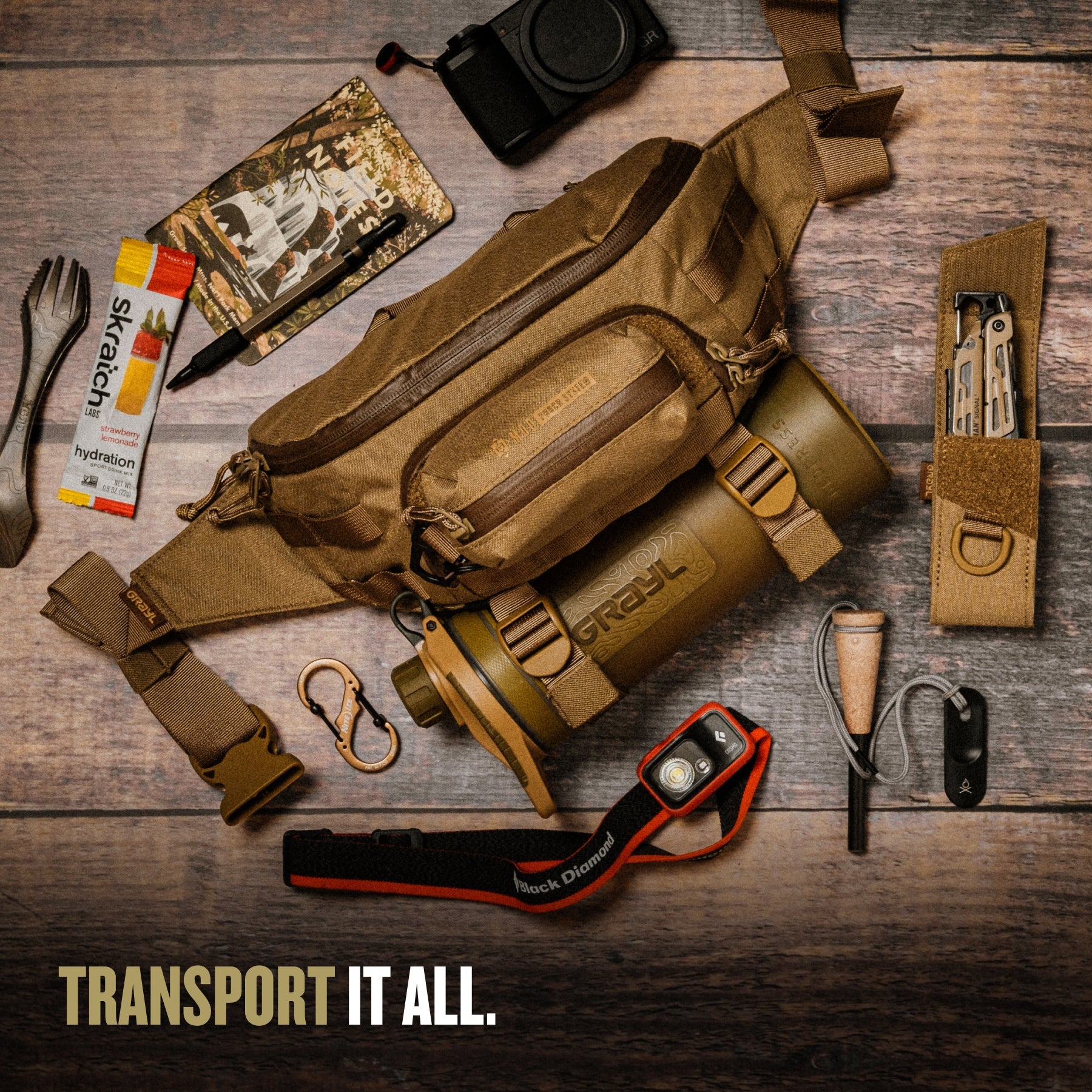 Grayl® Transport Hip Pack - 1.5L / Standard View / Covert Black